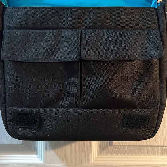 Lula Lifestyle Computer Tote Crossbody Messenger Bag black turquoise 11” - Picture 7 of 7